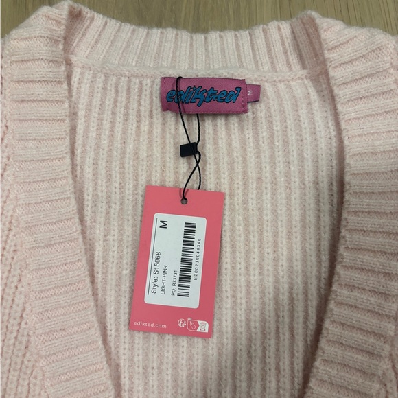 Edikted Pink Ribbed Cardigan - Picture 2 of 3